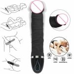 USB Rechargeable Réaliste Silicone Vibrant Dildo Sex Toys - Noir