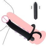 Gode  vibrant ​​portable en silicone à deux broches à 10 canaux - Noir